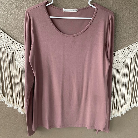 Peruvian Connection dusty pink pima cotton layering long sleeve tee EUC - Picture 4 of 7